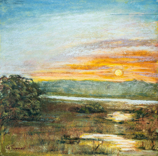 Sunset at Marsh, 6×6 unframed